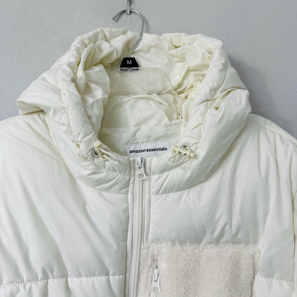 Amazon Essentials Hooded Sherpa Puffer Jacket Ivory XXL - Picture 9 of 16